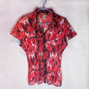 Sash Red and Black crinkle short sleeve shirt size Large